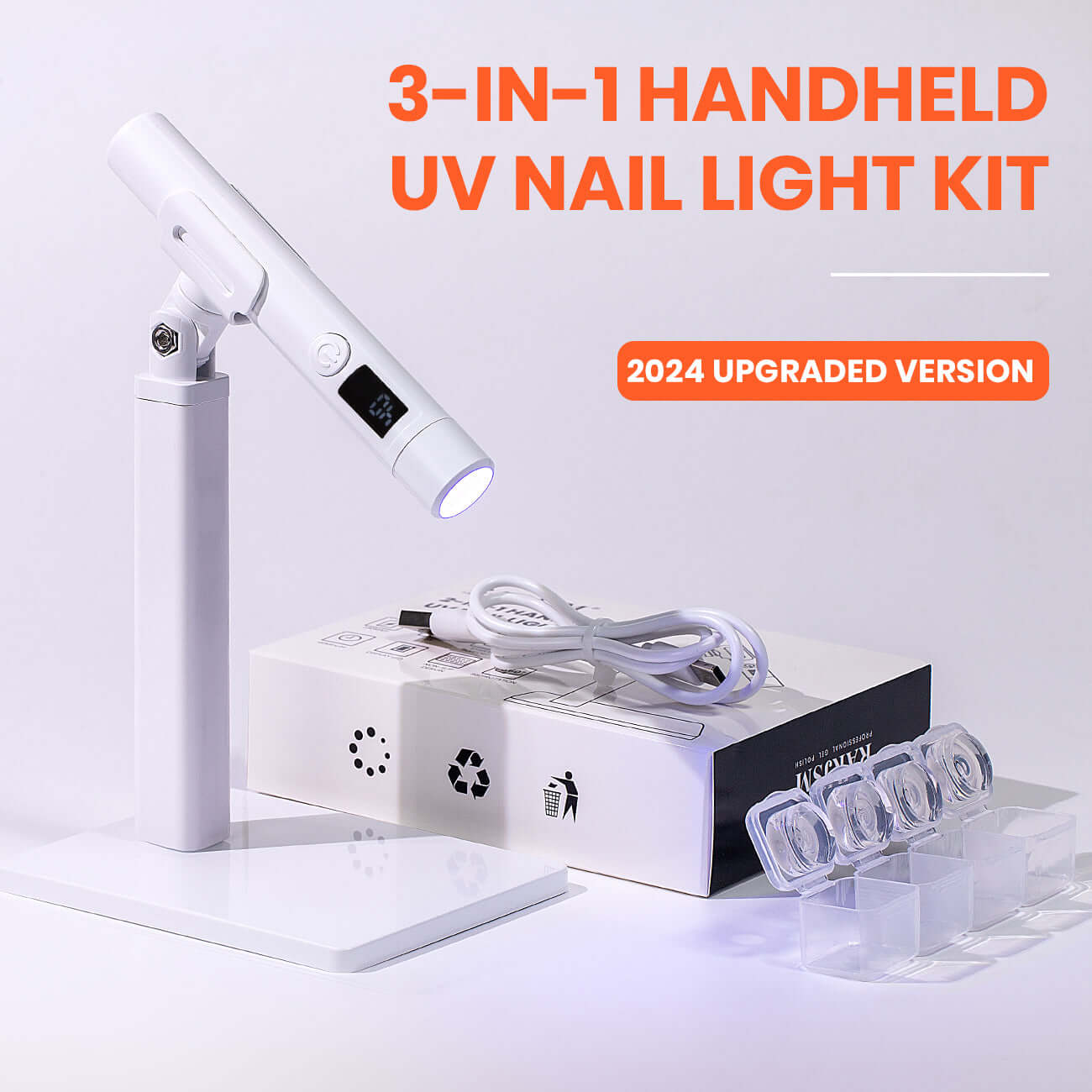 3-in-1 Handheld UV Nail Light - Portable 360° Rotating LED Lamp